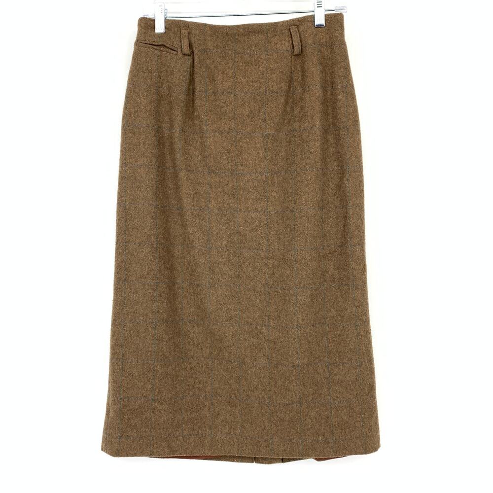 Country Shop Wool Skirt Womens 6 Brown Tweed High Waist Lined Vintage USA